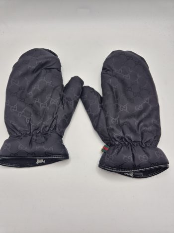 Gucci Guanti Vintage a Manopola Logo GG Nero Made in Italy