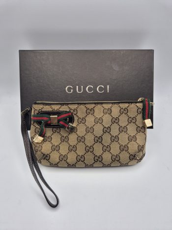 Gucci Pochette Vintage  Monogram GG Canvas con fiocco Web