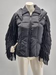 Pierre Balmain Piumino Nero Donna con Frange Taglia 42 Vintage