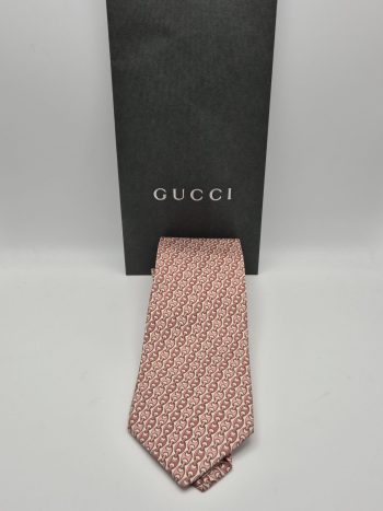 Gucci Cravatta Vintage 100% Seta Made in Italy – Motivo Catena Rosa