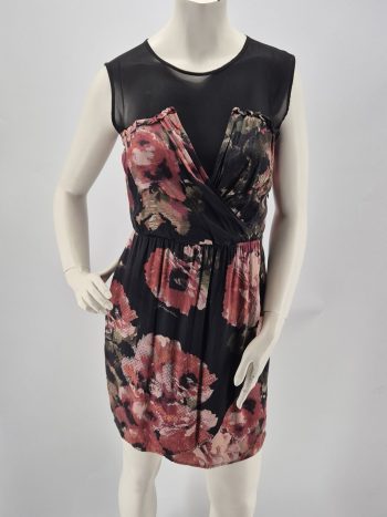 Fornarina Abito Vintage Donna Floreale Nero Rosa